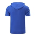 thumbnail image 4 of KXDMNE Mens Quick Dry Short Sleeve Hoodie - with Pocket Solid Color Moisture Wicking Pullover Athletic All Season Performance Workout Top, Blue, L, 4 of 6