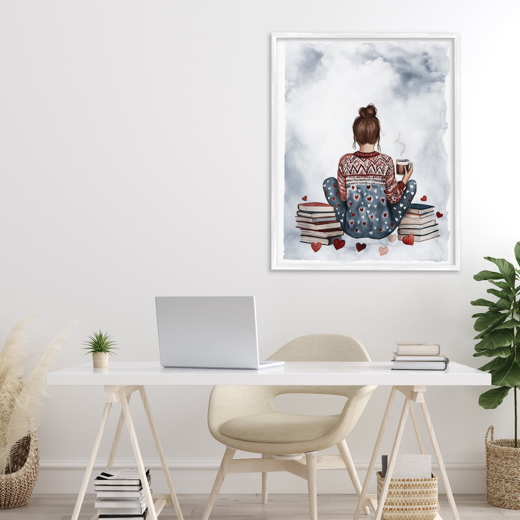 Stupell Industries Cozy Ritual Reader White Framed Giclee Art, design by Svetlana Aleynikova