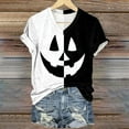 thumbnail image 7 of Halloween T Shirt Women Funny Pumpkin Face Printed Cute Tee Short Sleeve Casual Funny Halloween Party Tops, 7 of 7