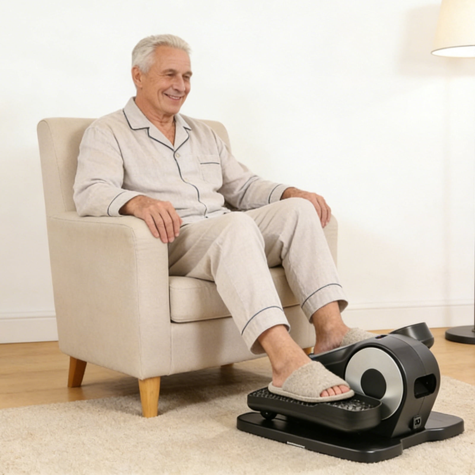Under Desk Elliptical Machine, Portable & Quiet Seated Leg Exerciser, 12 Speeds with LCD Display & Remote, Compact Fitness for Seniors & Home Office, Black