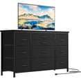 thumbnail image 1 of De anchura cómoda con 10 grande cajones para 55 long mesa de TV con power outlet entertainment center almacenamiento fabric cajón unidad para dormitorio closet entrada sturdy metal frame negra, 1 of 9