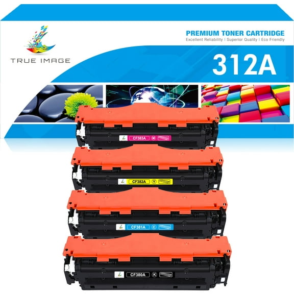 True Image Compatible Toner Cartridge for HP 312A 312X CF380A CF381A CF382A CF383A Set LaserJet Pro MFP M476nw/M476dn/M476dw (Black,Cyan,Magenta,Yellow 4-Pack)