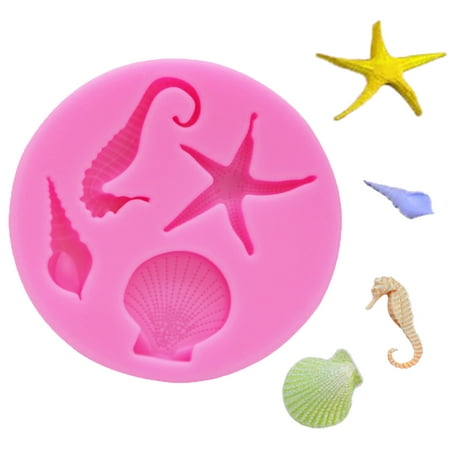 

Tuelaly Silicone Fondant Mold Non-sticky Flexible Food Grade Material Easy Cleaning Heat-Resistant DIY Dessert Tool Reusable 3D Starfish Conch Seashell Cake Chocolate Baking Mold Cake Decoration
