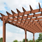 VEIKOUS 24' x 12' Outdoor Cedar Wood Pergola, Pergola Grape Trellis for Climbing Plant W/ Ground Stakes for Garden & Deck
