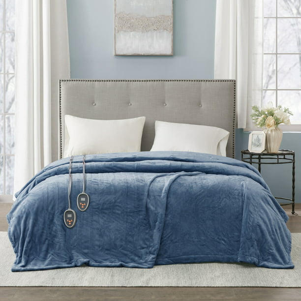 Beautyrest Blue Solid Print Polyester, Electric Blanket Duvet Cover