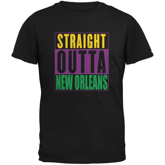 Old Glory Mens Mardi Gras Straight Outta New Orleans Short Sleeve Graphic T Shirt