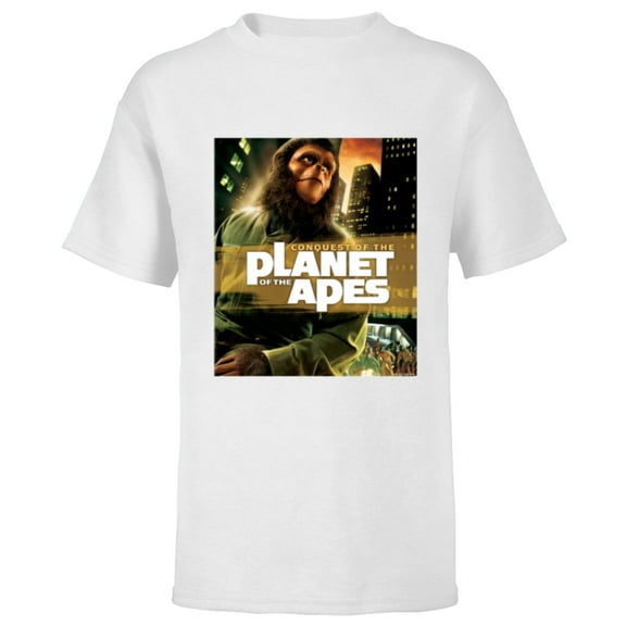 Conquest of the Planet of the Apes 1972 Caesar Movie Poster - Short Sleeve T-Shirt for Kids - Customized-White