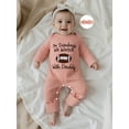 thumbnail image 6 of BemeyourBBs Newborn Baby Girls Football Outfit Rib Knit Romper Rubby Letter Embroidery Long Sleeve Jumpsuit with Headband Set, 6 of 9