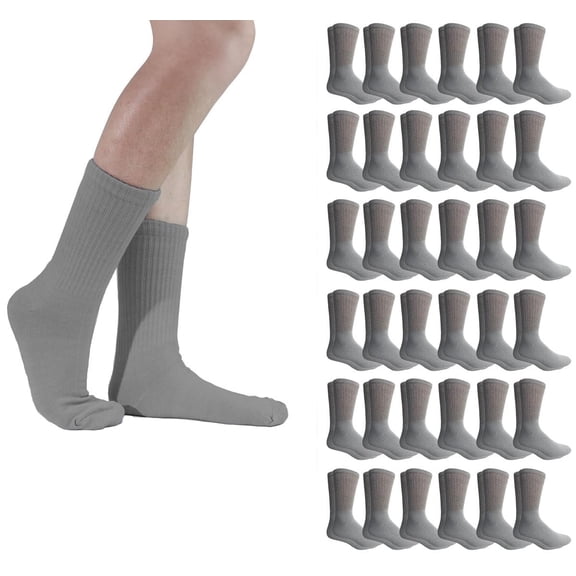 Yacht & Smith 36 Pairs of Crew Socks in Bulk, Mens Womens Wholesale Athletic Cotton Sock, Donations