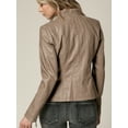 thumbnail image 4 of Made by Johnny Women's Panelled Faux Leather Moto Jacket XL KHAKI, 4 of 6
