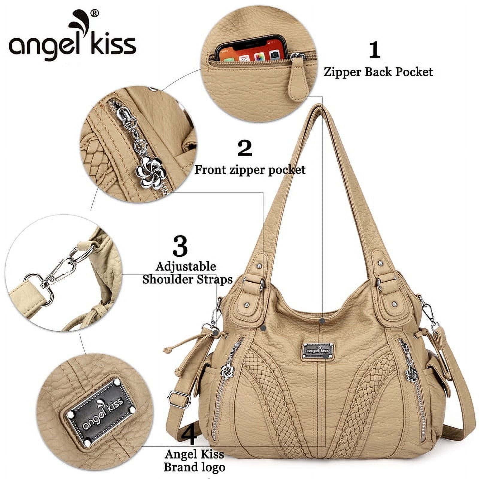 Angelkiss Women's satchel handbag Flexible multiple pockets with adjustable shoulder straps