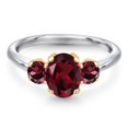 thumbnail image 3 of Gem Stone King 925 Silver and 10K Yellow Gold Red Rhodolite Garnet Engagement Ring for Women | 2.09 Cttw | Oval 8X6MM | Gemstone January Birthstone | Size 9, 3 of 6