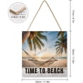 thumbnail image 2 of Beach Palm Tree Decor Tropical Wall Decor Beach House Wall Decor Hammock Time To Beach Wooden Sign MDF Hanging Wood Plaques for Home Office Funny Bathroom Decor 12x12 Inch, 2 of 8