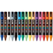 Uni POSCA PC-5M Water-Based Paint Markers, Reversible Medium Tip (1.8-2.5mm), Assorted Ink Colors, 15 Count