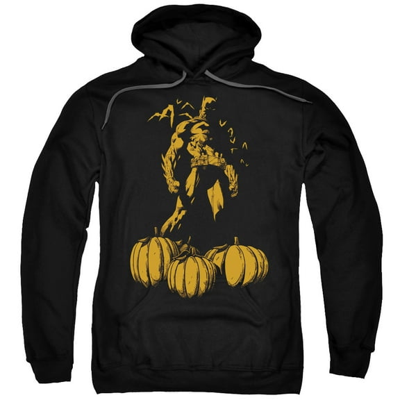 Trevco Batman-A Bat Among Pumpkins - Adult Pull-Over Hoodie - Black, 3X