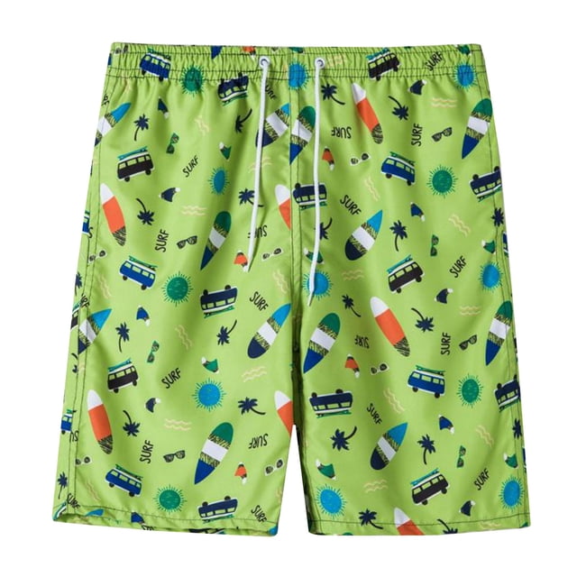 TIHLMK Men's Drawstring Print Beach Shorts Holiday Style Beach Shorts