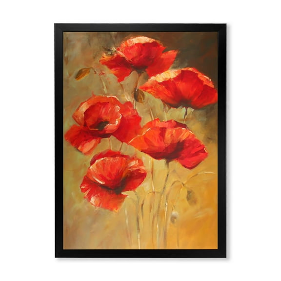 Designart 'Ancient Blooming Poppies II' Traditional Framed Art Print
