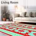 thumbnail image 2 of ODIKA 5'x7' Machine Washable Non-Slip Area Rug, Holiday Cane Stripe with Whimsical Frosted Mint Scrollwork High Traffic Rug, Red, 738036, 2 of 7