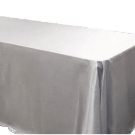 

6 pack 90x156 Rectangular Satin Tablecloth Wedding Party Catering (Color: Silver)