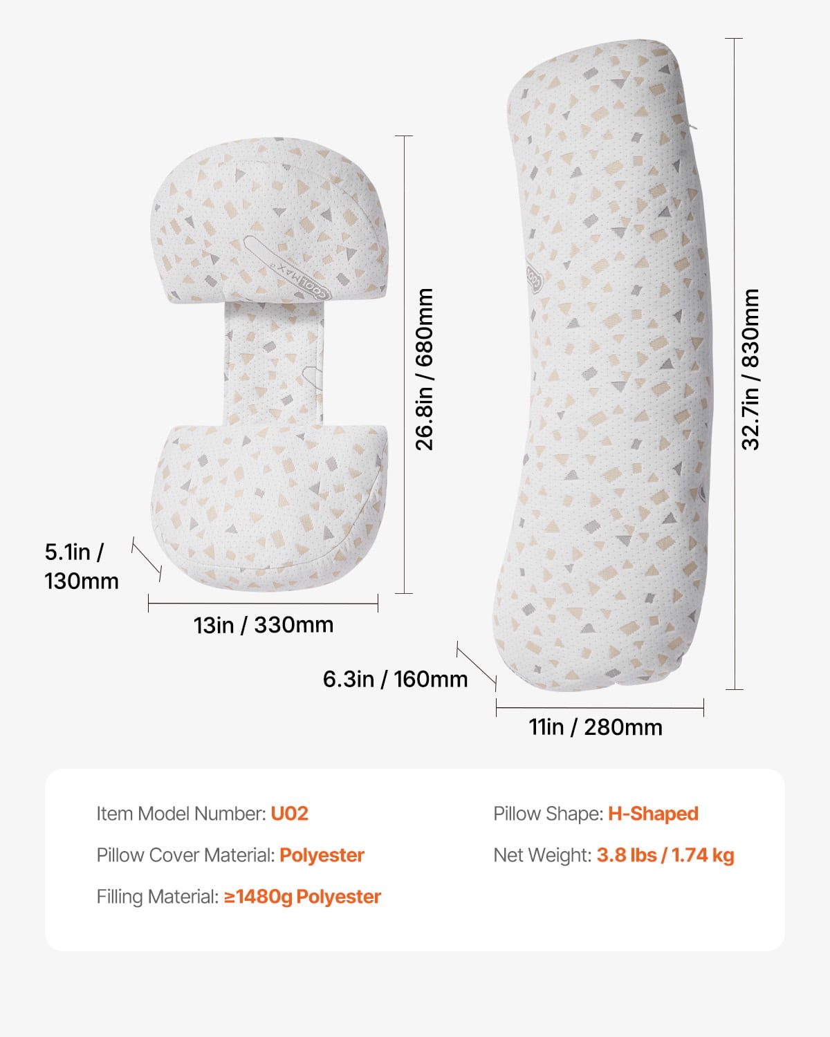 VEVOR Pregnancy Pillows for Sleeping, Adjustable Maternity Pillow for Pregnant Women, Soft Pregnancy Body Pillow with Removable & Washable Cover for Back Belly Hip Support, Lightweight