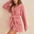 thumbnail image 4 of Bath Robes For Women Hooded Plush Female Long Bathrobe Warm Fleece Winter Robe, 4 of 8