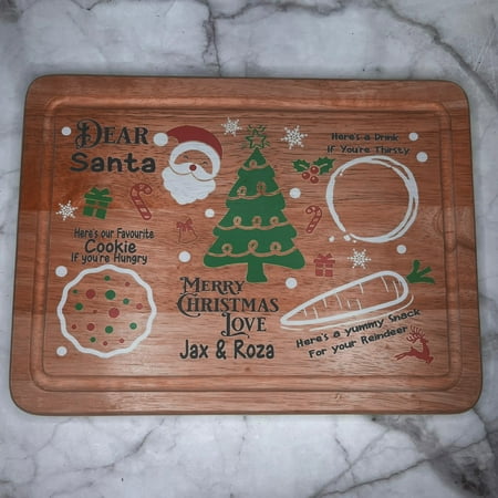 

EKOUSN Black and Friday Deals Wooden Personalised Christmas Eve Tray/board Milk And Cookies For Santa Claus Christmas Eve Plate