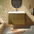 thumbnail image 5 of ROGALIS 32" Modern Bathroom Vanity, 2-Drawer, glossy resin Sink, Fluted Design,Drak Gold, 5 of 11