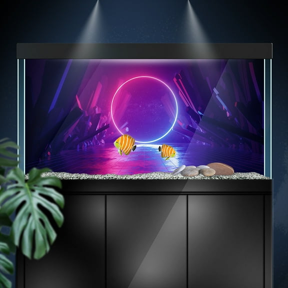 Aquarium Background Stickers - Neon Lights Cyberpunk - Fish Tank Reptile Terrarium Decor Poste