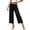 Black, variant on QSAWXQZ Women's Polka Dot Cropped Wide Leg Pants Elastic Waist Capri Pants with Pockets Free Size