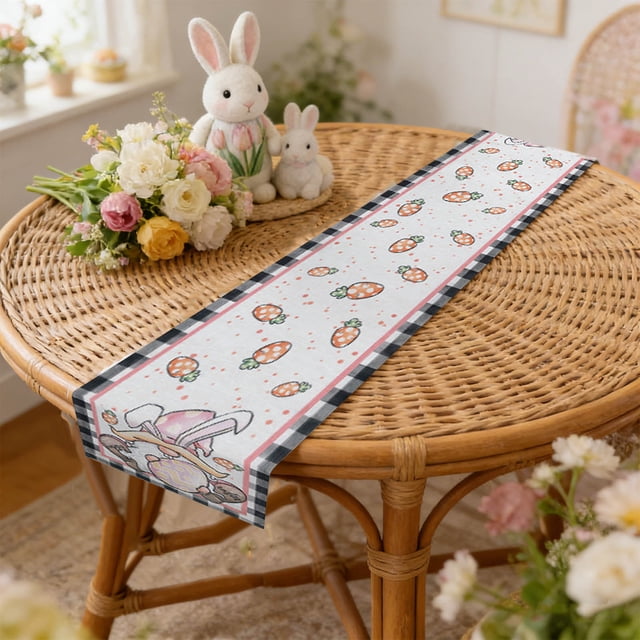 Easter Table CenterPC Linen Double Sided Table Runner 33X150Cm for Dining Table