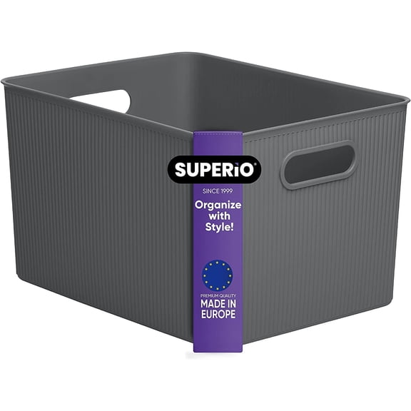 Superior 22 L Ribbed Storage Bin Grey