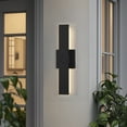thumbnail image 3 of LamQee 1-Light Black/White Aluminum LED Outdoor Wall Sconce 15.74in - Black, 3 of 5