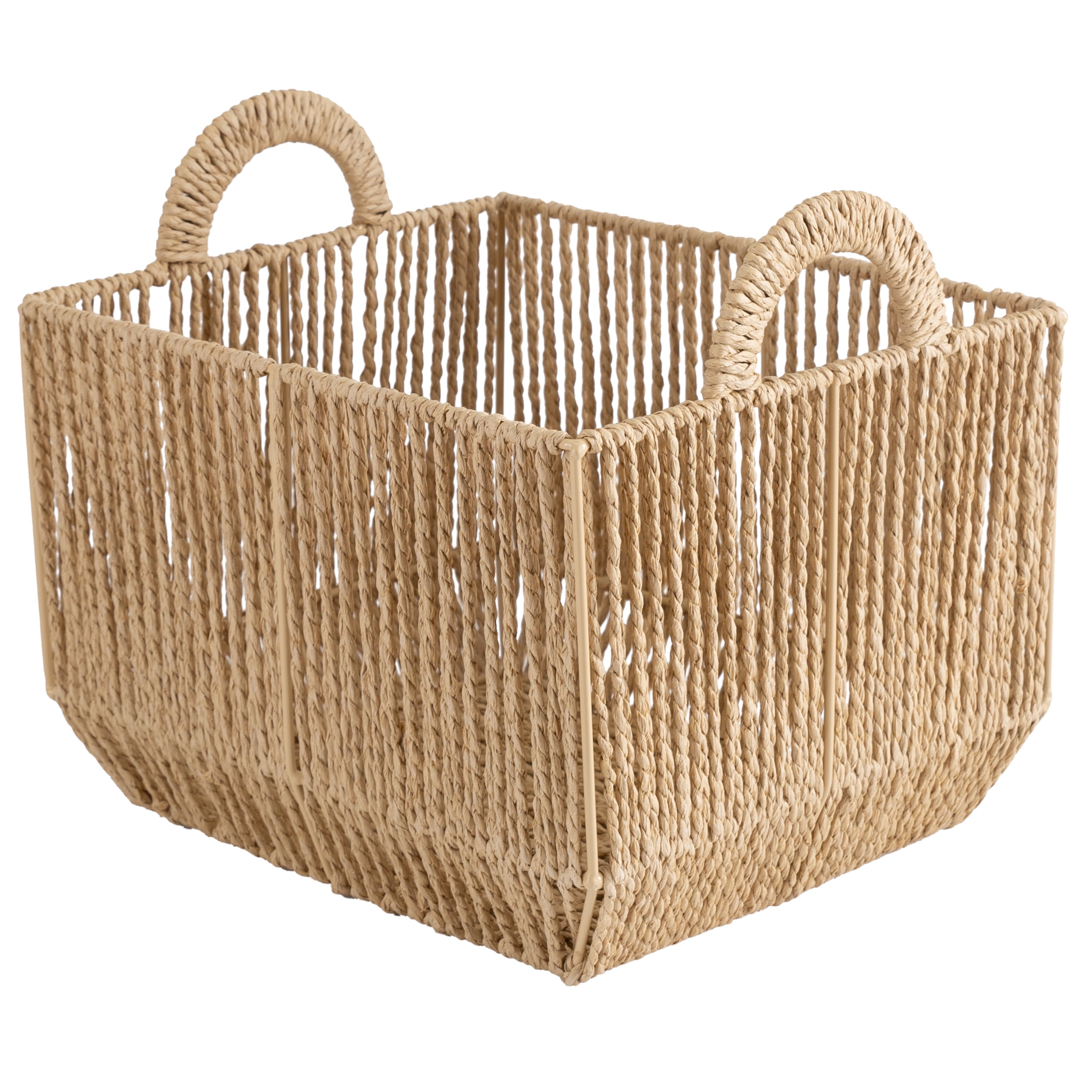 Simplify Vertical Weave Storage Basket Vertical Weave Paper Rope, Decorative Baskets, Handles