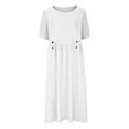 thumbnail image 4 of Dyegold Sundresses for Women Casual Beach - Summer Dresses for Women 2023 Round Neck Short Sleeve Plus Size Linen Cotton Maxi Sundresses ​Casual Boho Tunic ​Dress, 4 of 6