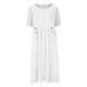 thumbnail image 4 of Puntoco Vestido Casual De Manga Corta De Algodón Y Lino De Color Sólido Con Cuello Redondo De Primavera Y Verano Para Mujer Blanco L,Regalos Para Mujer Joven, 4 of 6