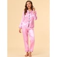 thumbnail image 2 of Unique Bargains Women's Satin 2pc Loungewear Button Down Silky Pajama Sleepwear Sets, 2 of 6