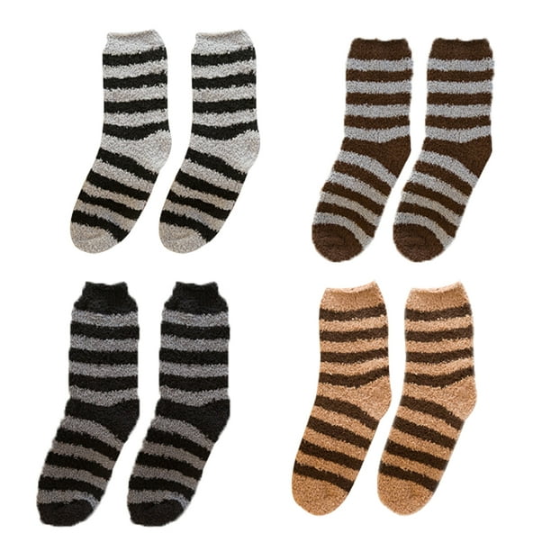 Men’s Thick Breathable Coral Velvet Fuzzy Socks, 4 Pack - Walmart.com