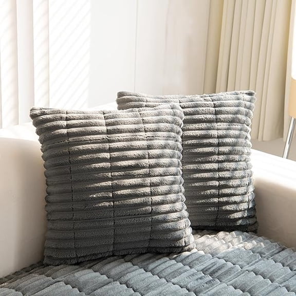 Eryueer Thick Sofa Throw Pillow Cover - 1PC Solid Pillowcase Soft Throw Pillow Case, Pillow Cover for Couch Sofa Home Decoration (Dark Grey, Pillowcase 45x45 cm)
