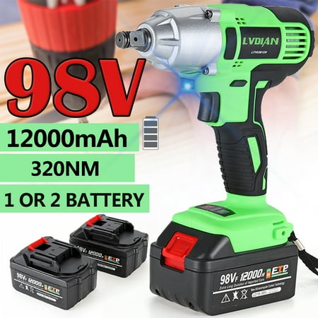 98V Heavy Duty Cordless Drill Impact Wrench Gun Set with Detachable Li-ion (Best Cordless Impact Wrench For Removing Lug Nuts)