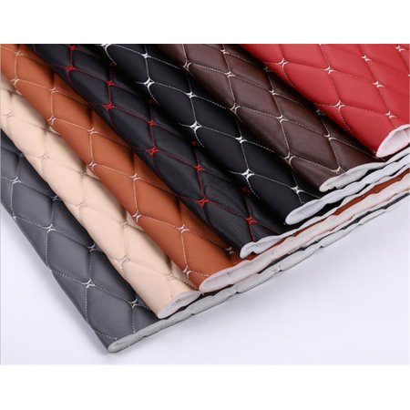 Punctual good, 100 x 155cm Faux Leather Fabric, Diamond Quilted, Black White