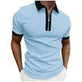 thumbnail image 3 of DDAPJ pyju Big and Tall Polo Shirts for Men Quarter Zip Short Sleeve Waffle Knit Shirt Moisture Wicking Lightweight Golf Polos Rebajas Hoy Liquidación Light Blue L, 3 of 7