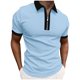 thumbnail image 2 of Blusa y camisa de manga corta con cuello vuelto para hombre, informal, de verano, con bloques de color, de manga corta, con solapa y media cremallera, de poliéster., 2 of 6