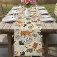 thumbnail image 4 of Rustic Cat Table Runner 72 Inches, Funny Cute Fish Leaves Bubble Bed Runner Dresser Scarves Tabletop for Indoor Outdoor Parties/Ceremony/Banquet, 16" x 72", 4 of 9