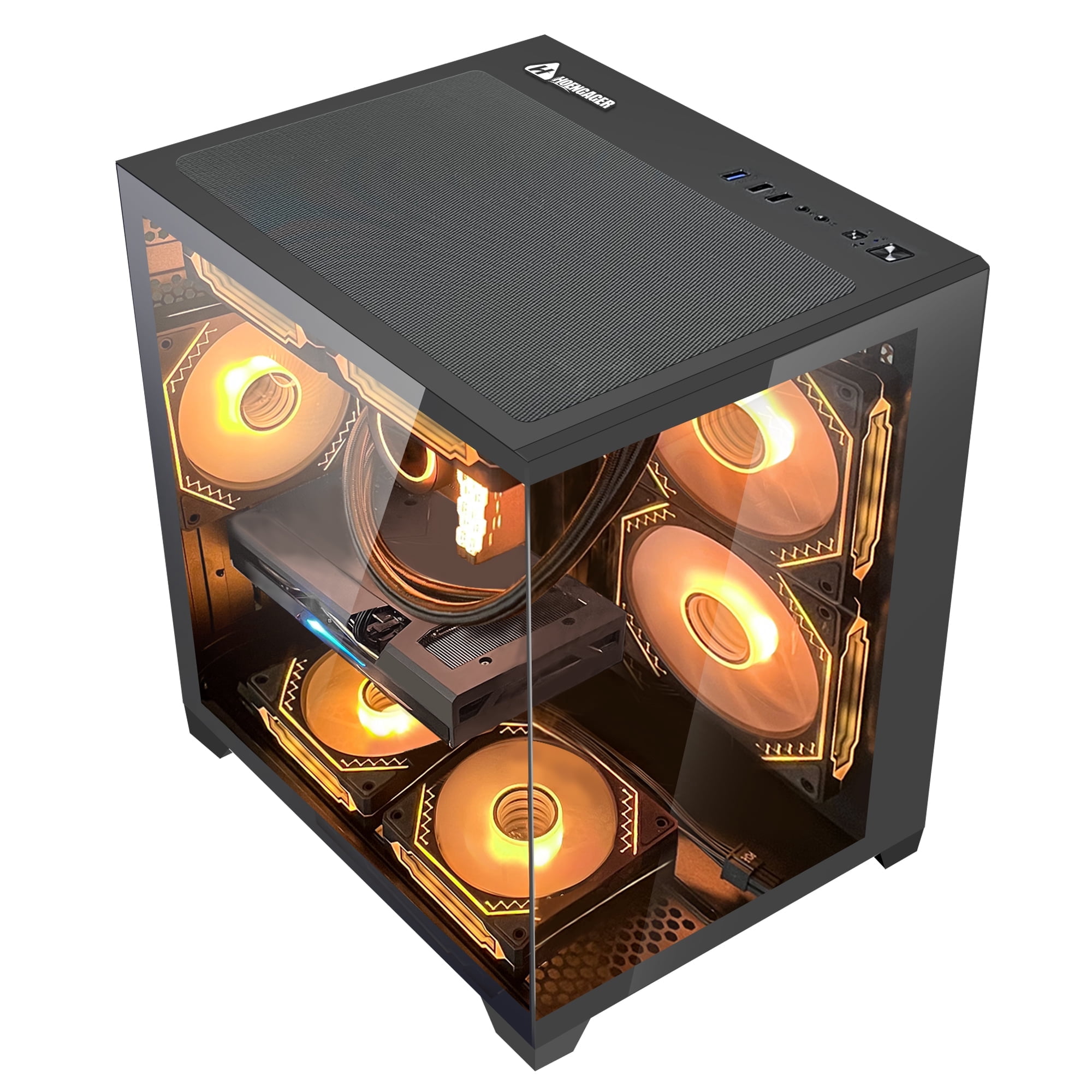 Hoengager Gaming PC - Intel Core i5-13400F, Intel Arc B580 12GB, 32GB DDR4 RAM, 1TB PCIe +2TB SATA SSD, WiFi + BT, Windows 11 -RGB Prebuilt Desktop