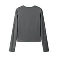 thumbnail image 5 of Long Sleeve Tops for Women! Comdrip Women's Long Sleeve Shirts Crew Neck Slim Fit Going Out Tops Basic Tees Barely There Womens Long Sleeve Tops Grey2 M, 5 of 10