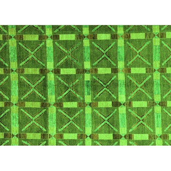 Ahgly Company Indoor Rectangle Oriental Green Modern Area Rugs, 3' x 5'