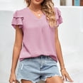 thumbnail image 2 of Birdeem Chemise Blouse à Manches Courtes à Col en V pour Femmes, Mode Décontractée Printemps et Été, 2 of 7