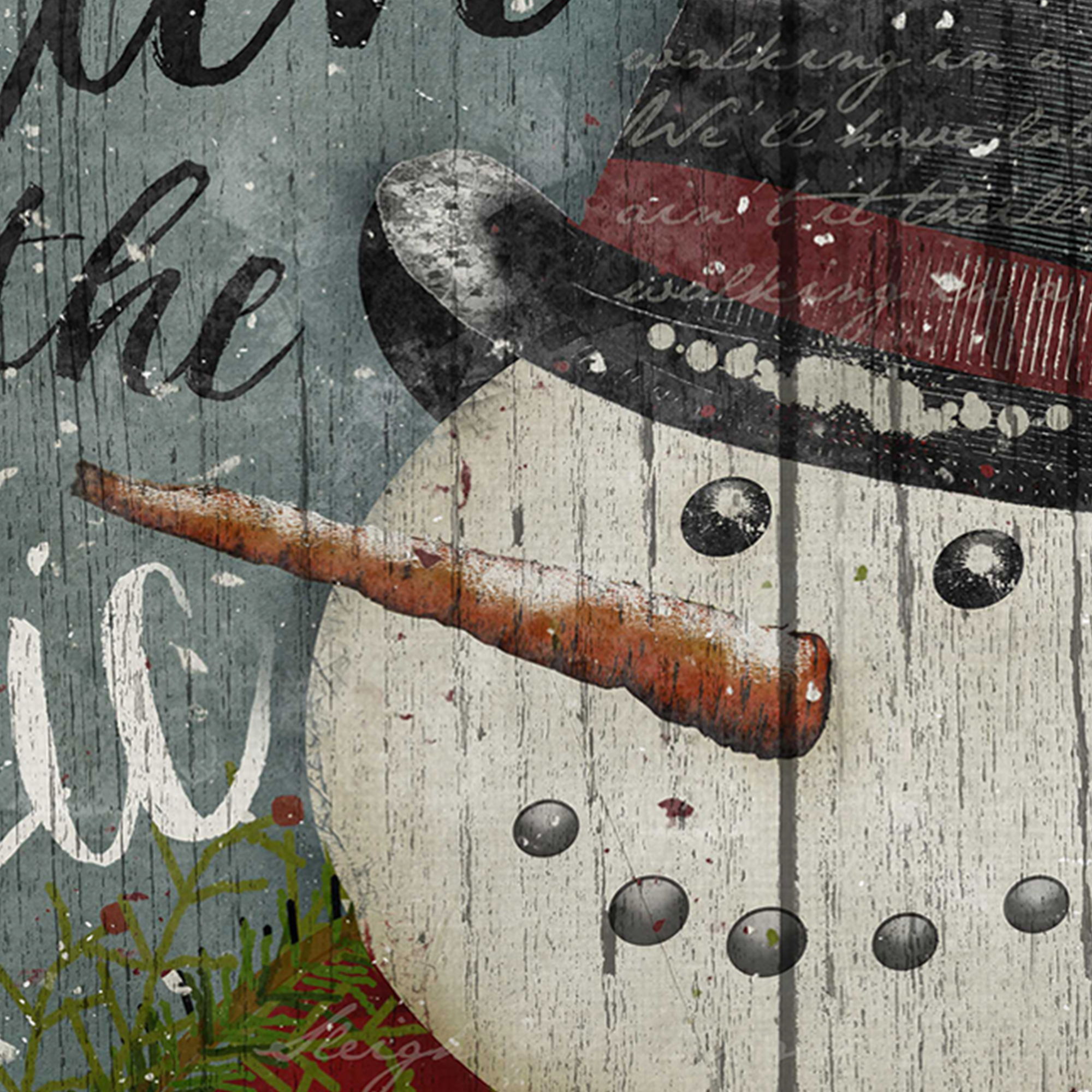 Snowman Believe, Snowman Cardinal, Snowman Merry & Bright, Snowman Sleigh Bells by Beth Albert Holiday Christmas Canvas Art Print Set of 4