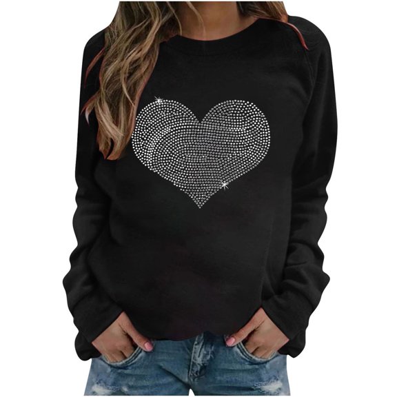 Dyegold Pullover Sweatshirts For Women Deals Comfy Vintage Winter Sweatshirt Teen Girls Y2k Heart Printed Hoodie Oversized Plus Size Ladies Sweater Western Workout Shirts Casual Graphic Jacket