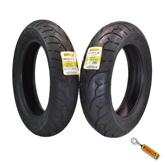 Pirelli Night Dragon Tire Set: 150/80B16 M/C 71H TL Front & 180/65B16 M/C 81H REINFTL Rear Cruiser Motorcycle Tires - Superior Traction & Handling for High-Performance Cruisers with Keychain